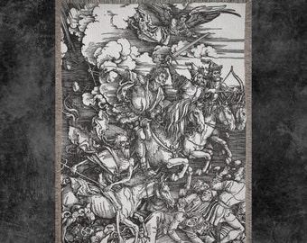 Four Horsemen Of The Apocalypse Woven Blanket, Albrecht Durer Blanket