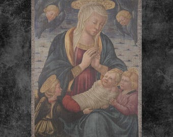 Madonna and Child with Angels Woven Blanket