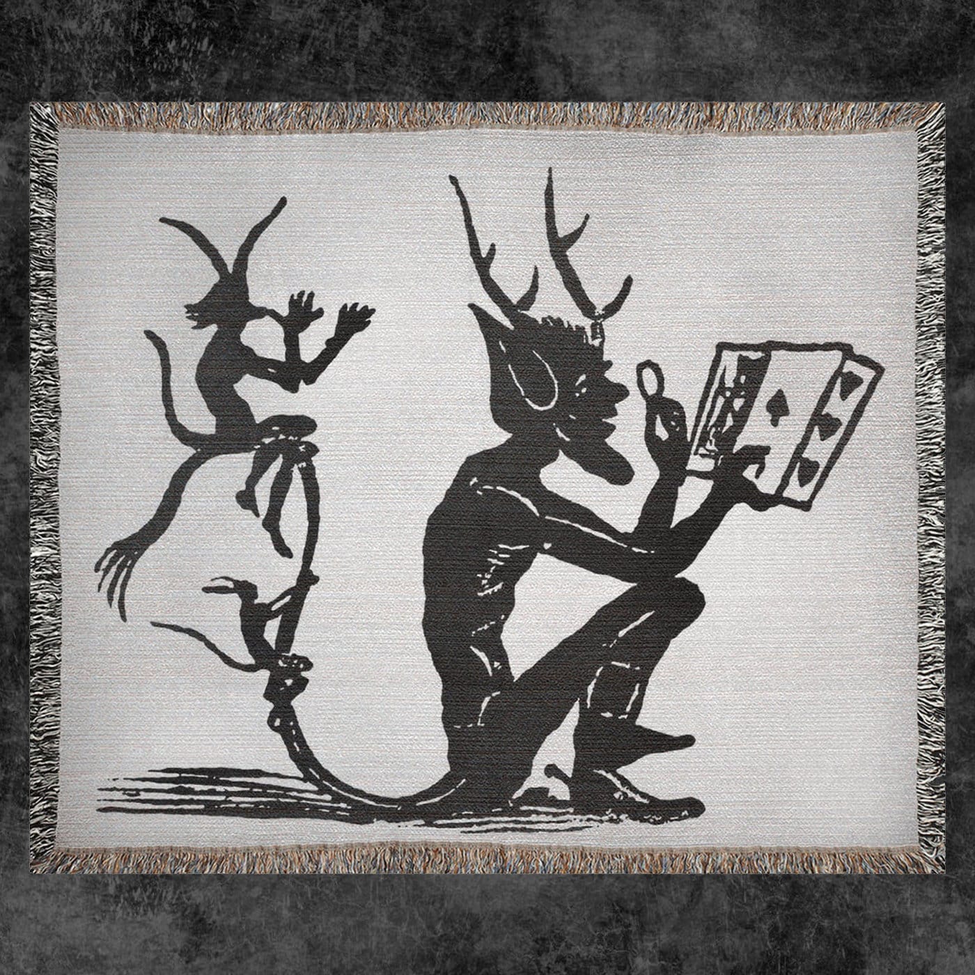 Imp With Cards Woven Blanket - Etsy