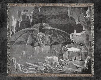 Satan in the Ninth Circle Woven Blanket, Gustave Dore Blanket
