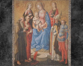 Madonna and Child Enthroned with Saints Woven Blanket