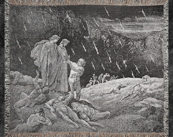 Gustave Dore Inferno Canto 15 Woven Blanket