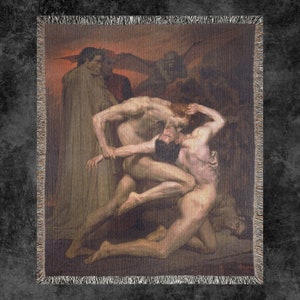 Dante And Virgil In Hell Woven Blanket, William Bouguereau Blanket