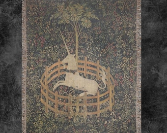 Unicorn in Captivity Woven Blanket