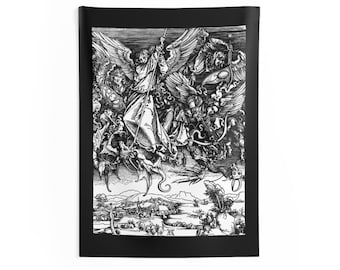 Saint Michael Fights the Dragon Albrecht Dürer Angel Demon battle Tapestry