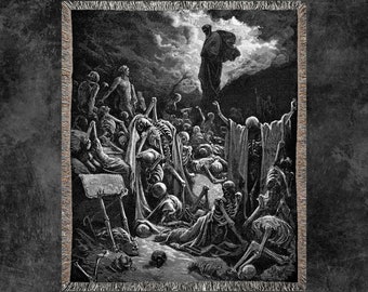 Visioner av de torra benens dal Gustave Dore vävd filt