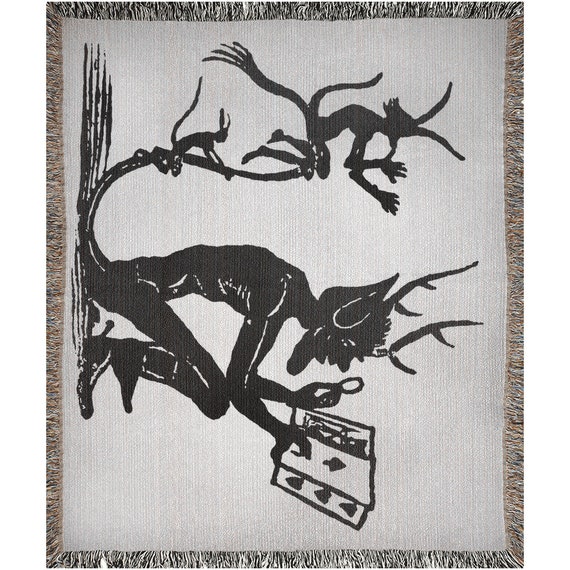 Imp With Cards Woven Blanket - Etsy
