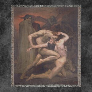 Dante And Virgil In Hell Woven Blanket, William Bouguereau Blanket