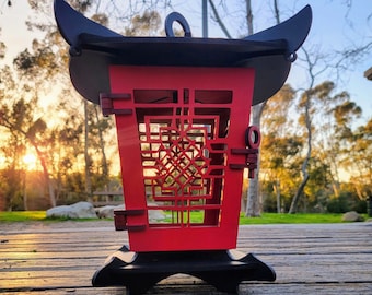 Oversized Pagoda lantern, Japanese garden Led lighting, indoor and outdoor Japanese wooden lantern.