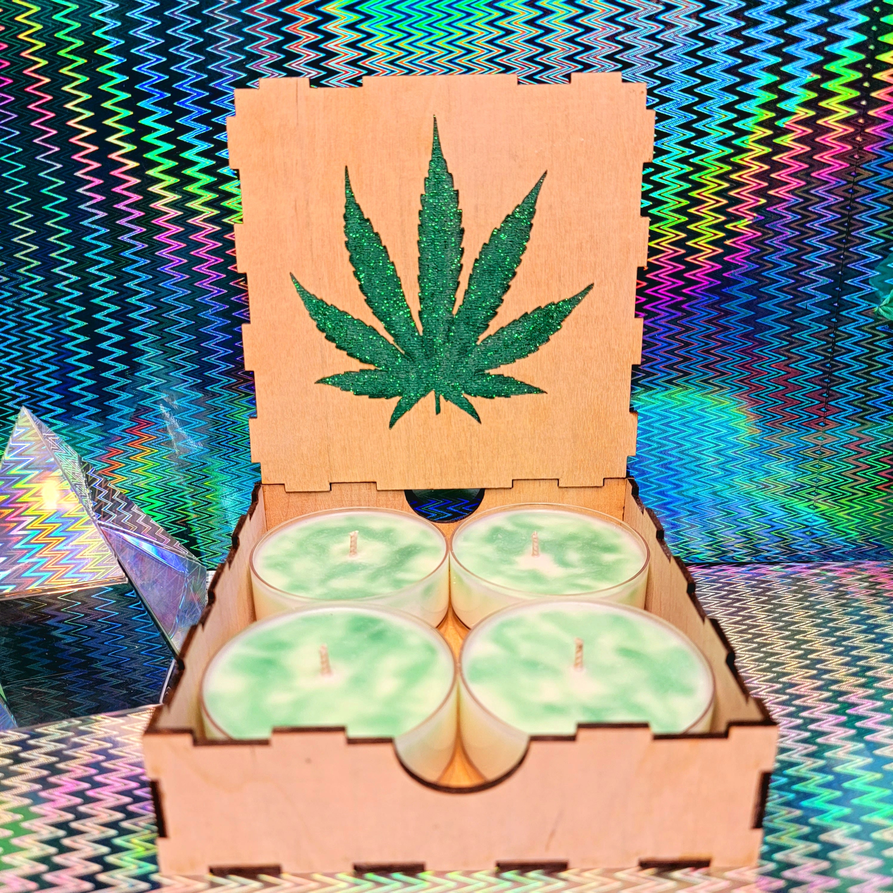 Cannabis candles cannabis décor Soy tealights Wooden gifts. Etsy