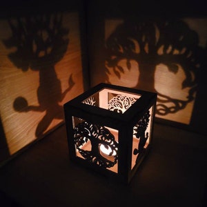 Cernunnos shadow lantern, cernunnos tealight holder, tree of life decor, celtic decor, tree of life gifts image 1