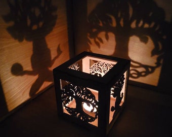 Cernunnos shadow lantern, cernunnos tealight holder, tree of life decor, celtic decor, tree of life gifts