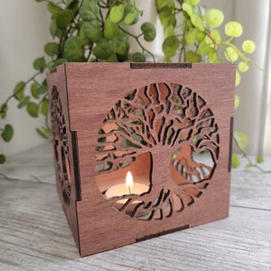 Tree of life shadow lantern, tree of life wooden decor, tree of life gifts, tree of life tealight holder