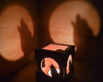 Howling wolf lantern, wolf tealight holder, wolf wooden decor, wolf gifts