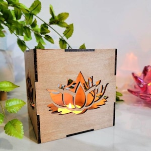 Lotus flower shadow lantern, lotus flower tealight holder, lotus flower gift ideas