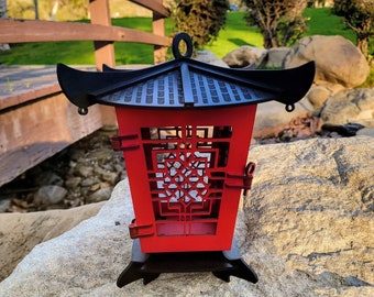 Japanese pagoda lantern, Garden pagoda lantern, outdoor wooden Japanese lantern, indoor Japanese lighting décor, Asian gifts