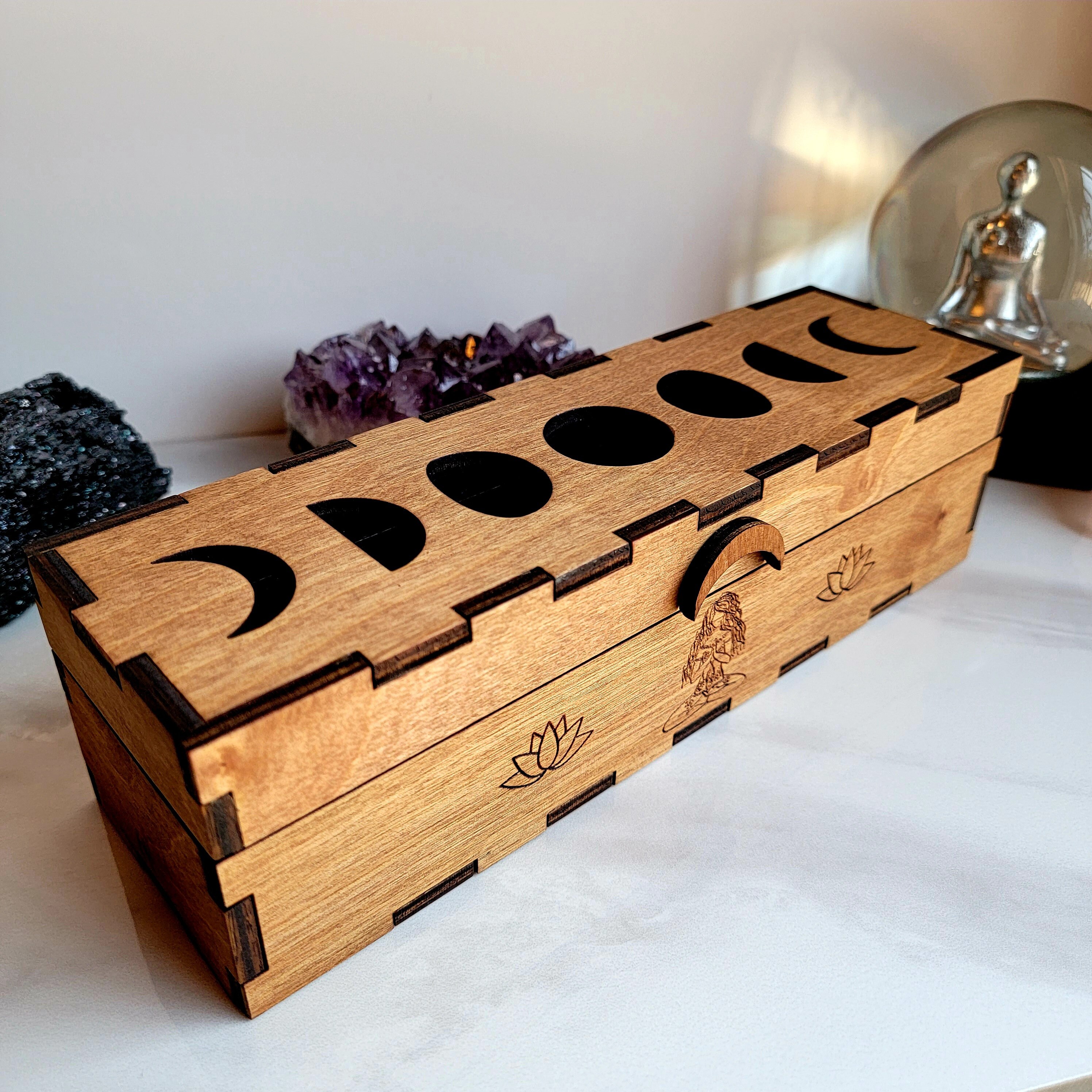 Engraved Moon Phases Incense Box, Maple Wood Incense Holder - Etsy