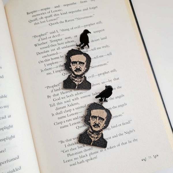 Edgar Allan Poe earrings, Allan Poe fan earrings, raven stud earrings, Gothic jewelry, Gothic horror reader's gift