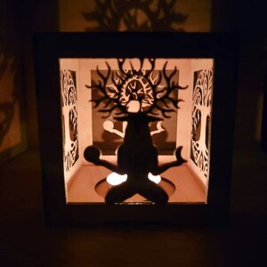 Cernunnos shadow lantern, cernunnos tealight holder, tree of life decor, celtic decor, tree of life gifts image 5