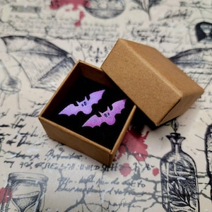 Bat stud earrings, Halloween bat earrings, cute halloween studs, wooden stud earrings, Halloween gifts