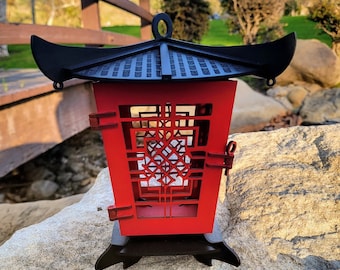 Japanese pagoda lantern, Garden pagoda lantern, outdoor wooden Japanese lantern, indoor Japanese lighting décor, Asian gifts