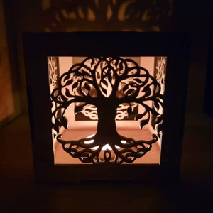 Cernunnos shadow lantern, cernunnos tealight holder, tree of life decor, celtic decor, tree of life gifts image 7