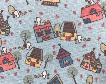 Tiny Chick Houses on Blue