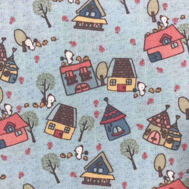 Tiny Chick Houses on Blue