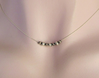 Dainty Sterling Silver Navajo Style Pearls Necklace, Minimalist Jewelry