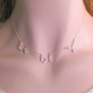 Real Sterling Silver Personalized Multiple Constellations Zodiac Necklace, Cubic Zirconia Diamonds, Constellations Zodiac Horoscope