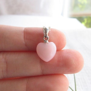Rosa Opal Herz Halskette, Sterling Silber Natürliche Rosa Opal Halskette, Wunderbares Geschenk für Sie, Valentinstag Geschenk