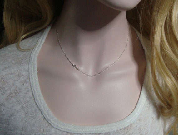 Tiny Sideways Cross Necklace Tiny Sideways Cross Necklace