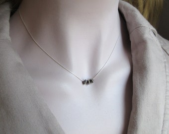 Dainty Sterling Silver Navajo Style Pearls Necklace, Minimalist Jewelry