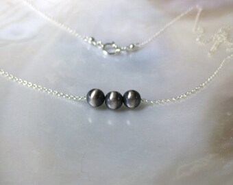 Sterling Silver Navajo Style Pearl Necklace