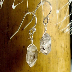Herkimer Diamond Earrings, Simple Dainty French Wire Earring, Healing crystals Natural Crystal, April Birthstone