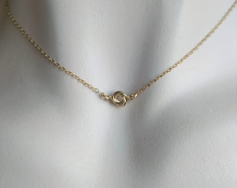 Love Knot Necklace, 14k Gold Filled Necklace, 925 Sterling Silver Necklace, Holiday Gift