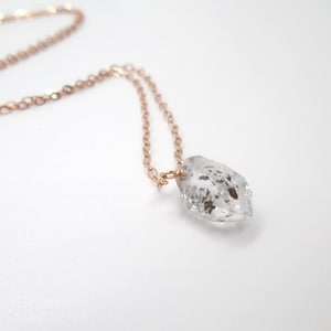 Colar de diamantes Herkimer, presente para ela, colar de diamantes Herkimer com ponta dupla, pedra do mês de abril