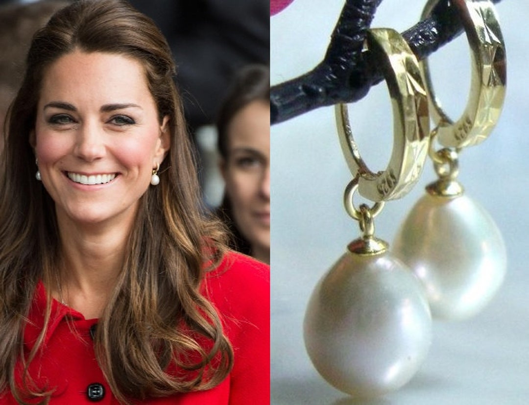 Inspired by the Smile of Kate, Real Pearl Hoop Earrings in Sterling ...