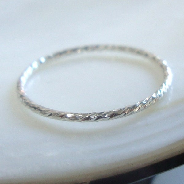 Sparkle Stacking Ring, Beautifully Textured Sterling Silver Thin Ring