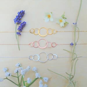 5 interlocking rings necklace, 5 circles necklace, 5 rings 18K gold rose gold sterling silver necklace, 50th Birthday, 50th Aniversary