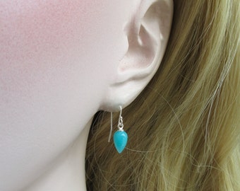 Natural Azure Peru Amazonite Earrings, Upside Down Teardrops Earrings, 14k Gold Filled, Rose Gold Filled, Sterling Silver Earrings