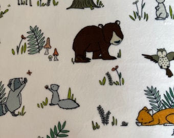 Cozy Woodland Animal Minky Fabric by the Yard - Sewing Supplies