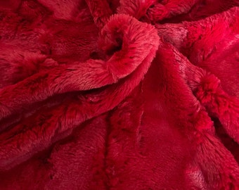 Cozy Red Minky Fabric by the Yard - Ideal for Sewing and Quilting Projects