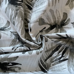 Black and White Leaf Decorating Fabric - Makes beautiful Curtains and Pillow Covers