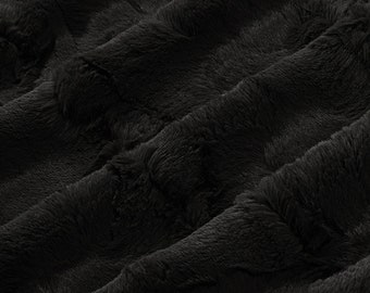 Tela Minky negra ultrasuave: perfecta para proyectos de bricolaje y decoración del hogar.