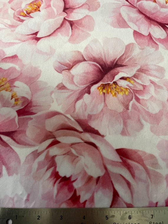 Floral Rose Minky Fabric, Decorating Fabric, Pillow or Blanket