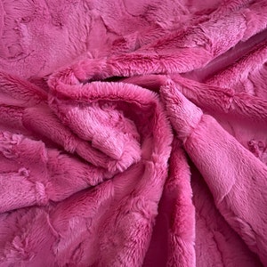 Vibrant Bright Pink Minky Fabric - Soft and Cozy Material for DIY Projects