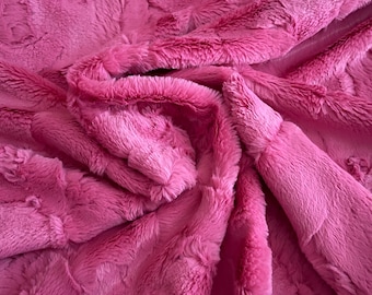 Vibrant Bright Pink Minky Fabric - Soft and Cozy Material for DIY Projects
