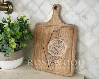 Olive Branch Engraved Acacia Wood Cutting Board: Palestine Decor