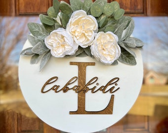 Eid Sign | Eid Name Sign | 3D Last Name Welcome Sign Wreath for Front Door Circle Sign Round Sign